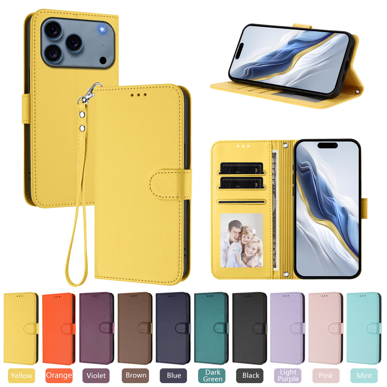 Phone Cases With Wallet On Back - Однотонный кожаный чехол-флип с кошельком для