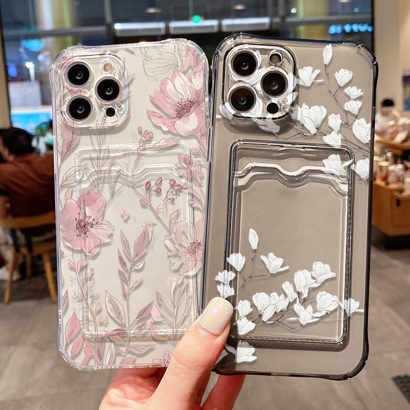 Phone Cases With Card Holder - Чехол для телефона с цветочным принтом