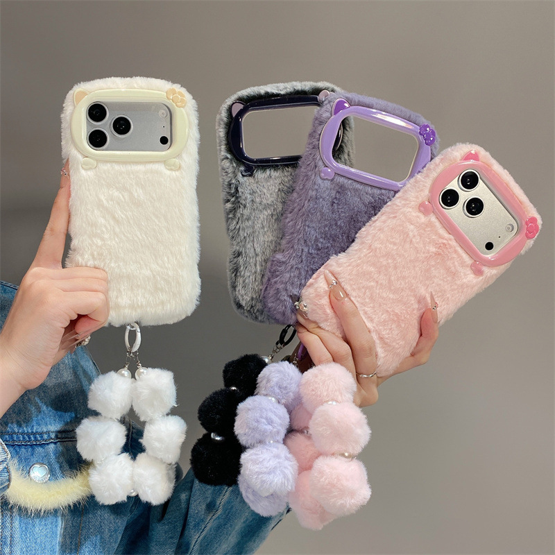 Phone Cases Iphone 17 - Роскошный однотонный плюшевый чехол для iPhone